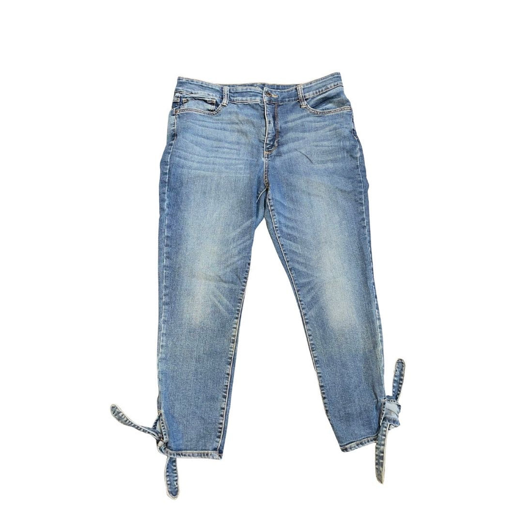 St. John's Bay Capri Jeans Tie Accent Plus Size 16 Skinny Leg Crop Casual