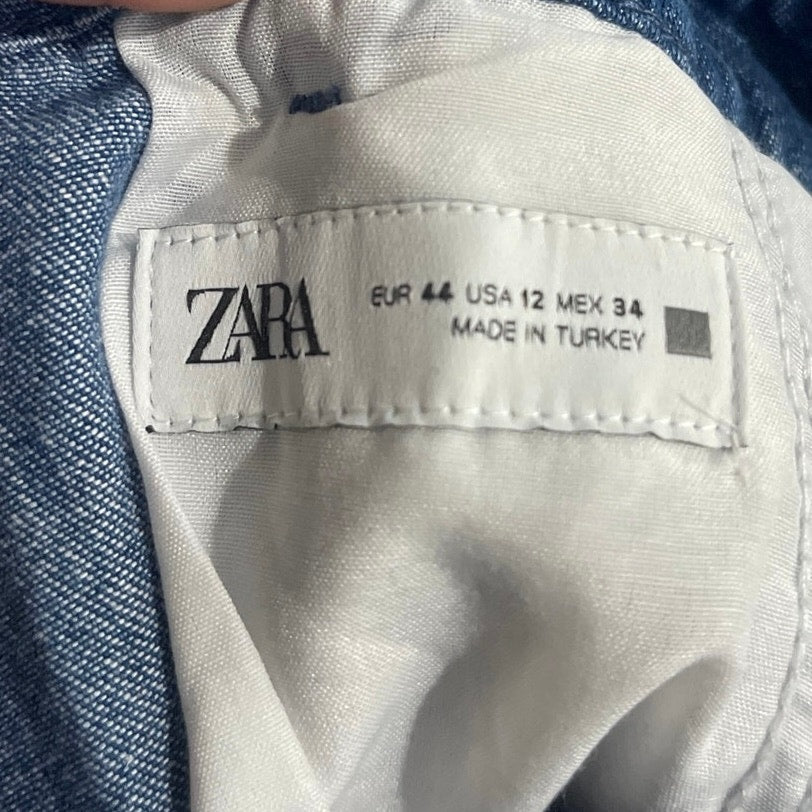 Zara High Waist Wide Leg Denim Jeans Pants Size 12 Pockets Streetwear Chic NWT