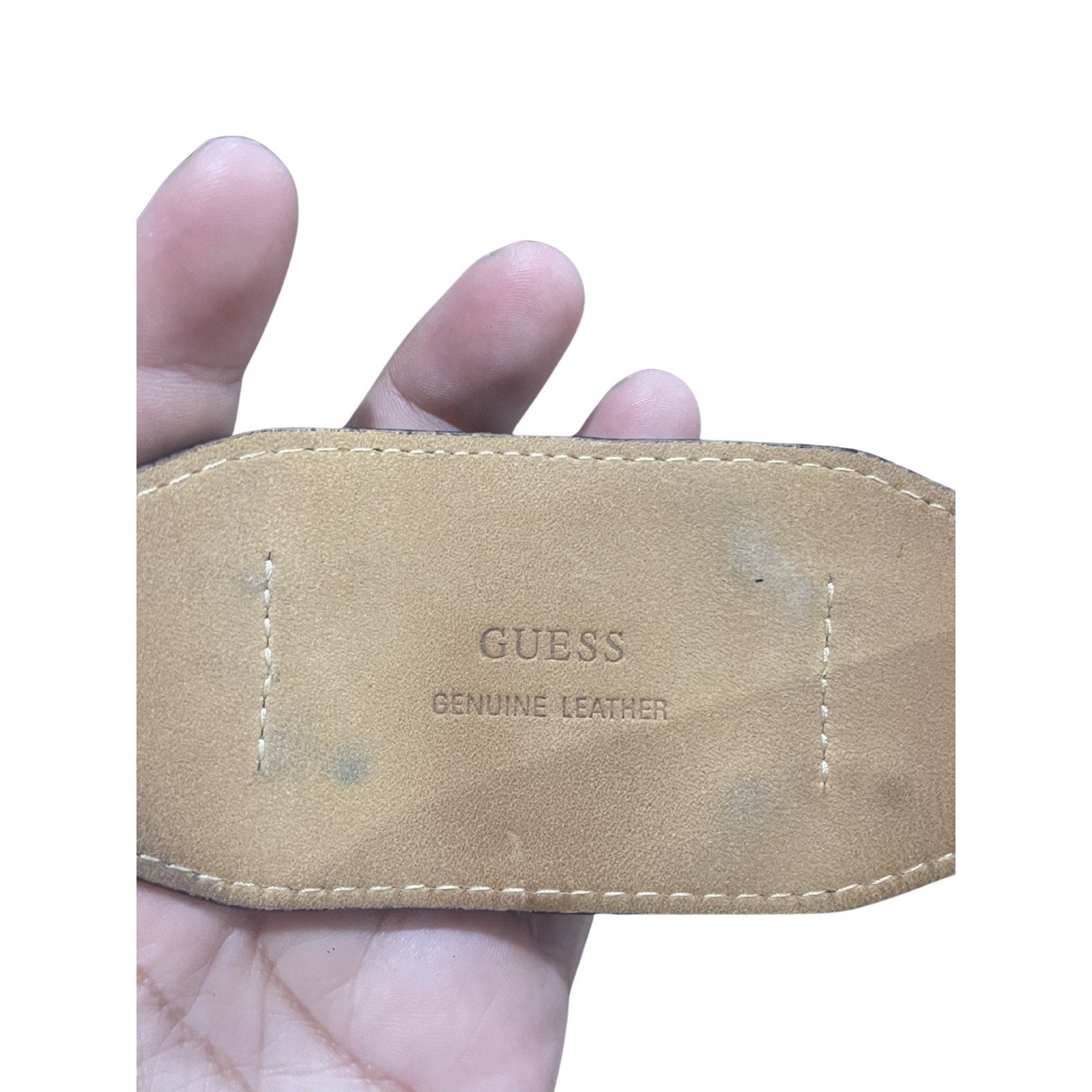 Guess Phantom Wrist Watch Wide Leather Cuff Band W14517G1 Military Combat Y2K