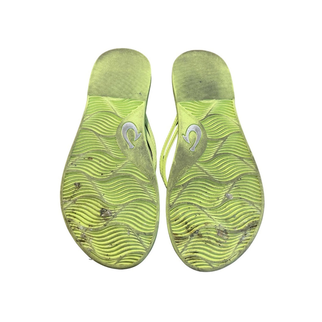 Olukai Women Aka Knotted Flip Flop Citron Green Sandal 6.5 Summer Beach Resort