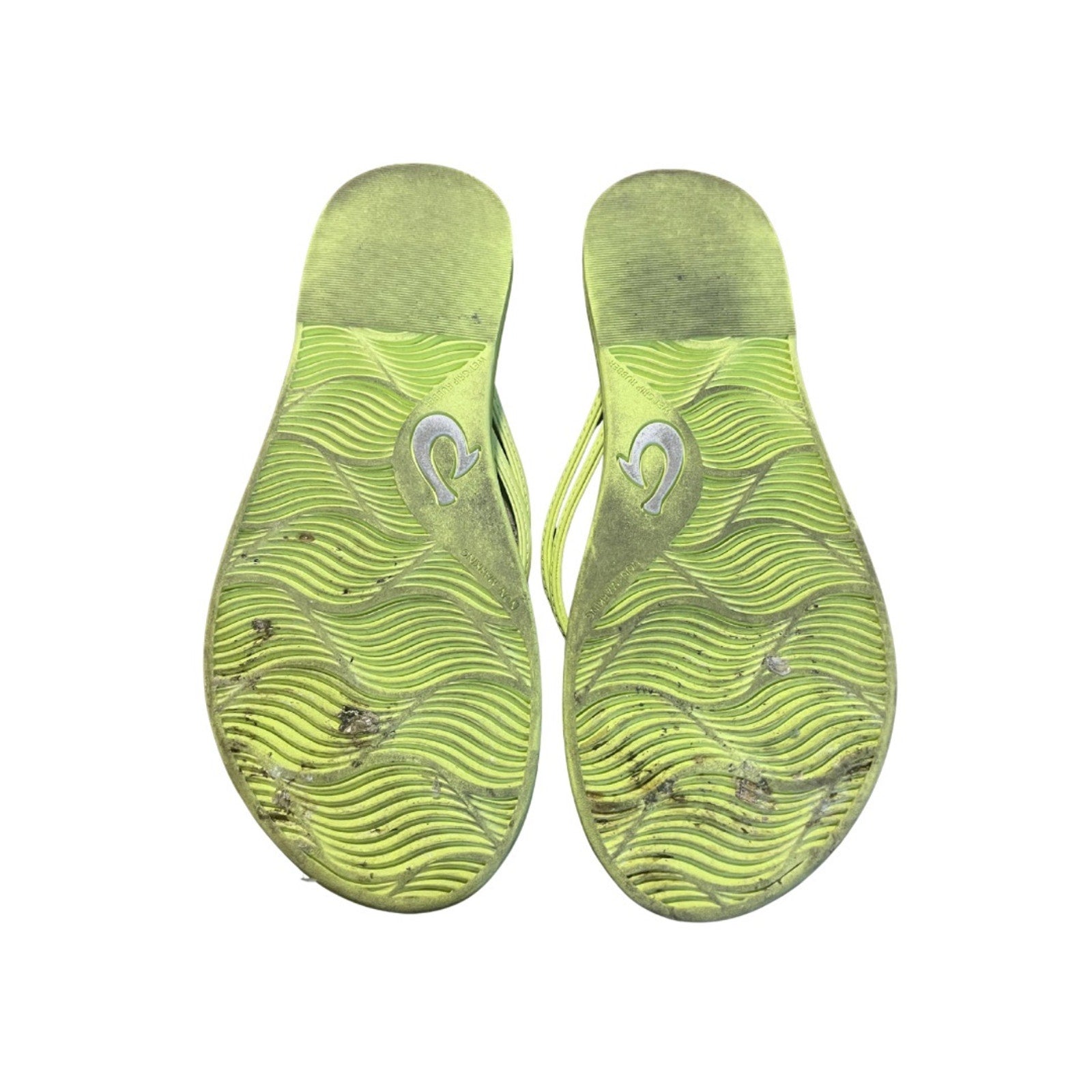 Olukai Women Aka Knotted Flip Flop Citron Green Sandal 6.5 Summer Beach Resort