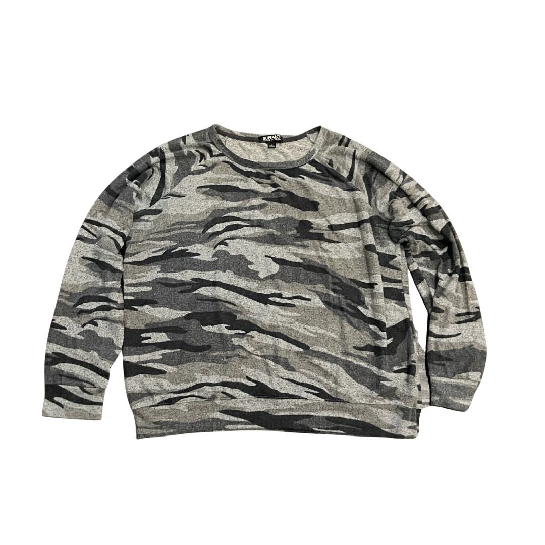 Buffalo David Bitton Gray Camouflage Crewneck Sweater Size XL Casual Streetwear