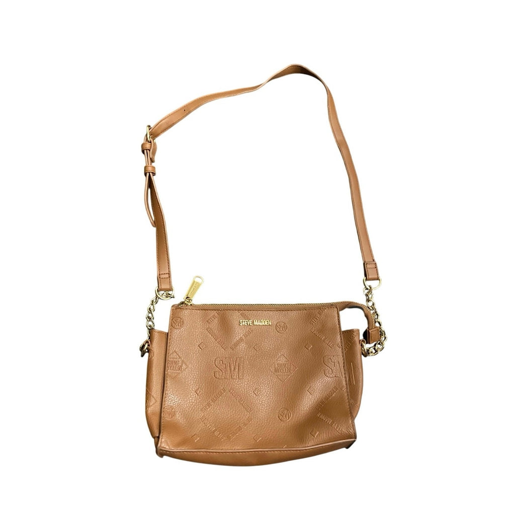 Steve Madden Blexi Tan Faux Leather Crossbody Bag Monogram Y2K Casual Everyday