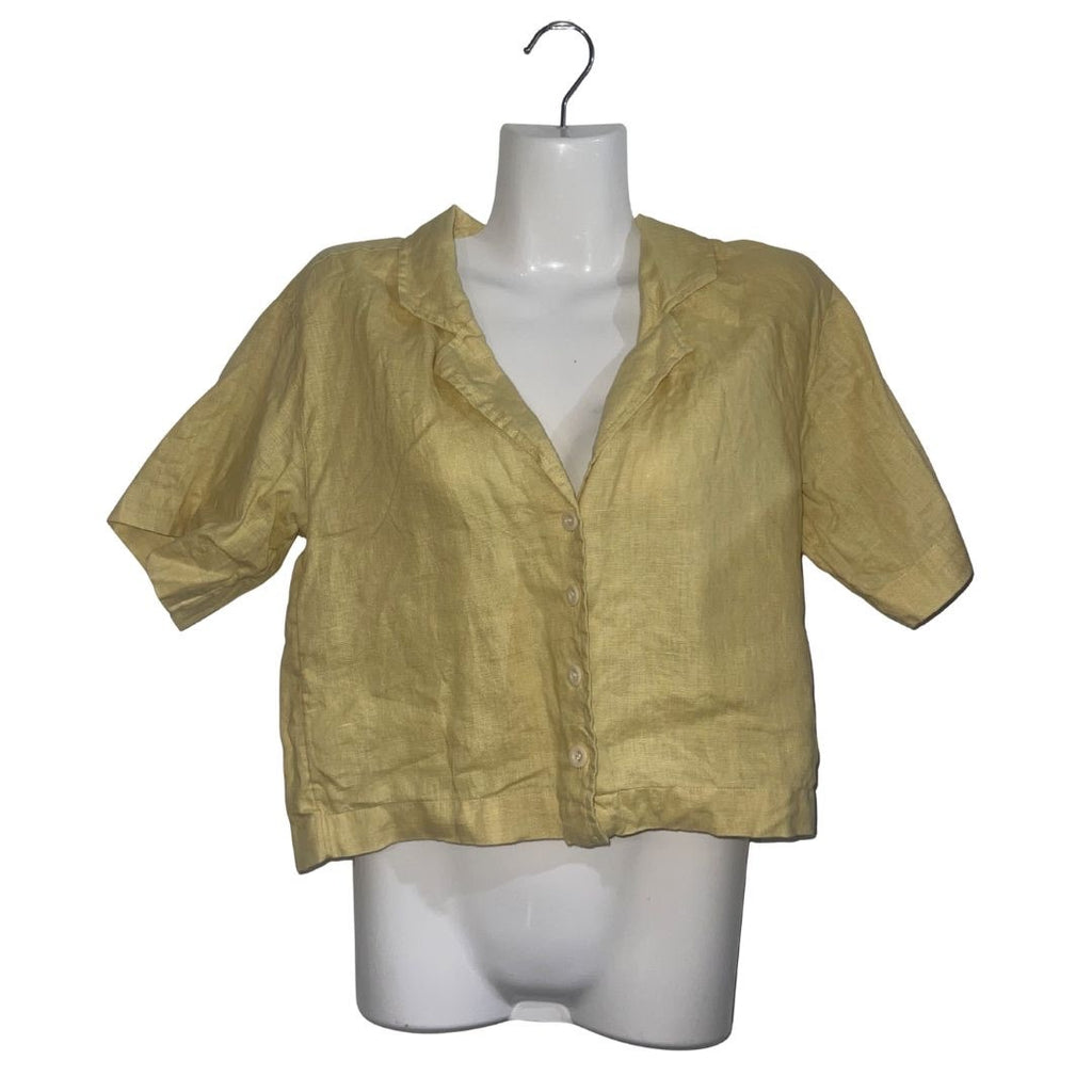 Madewell Boxy Fit 100% Linen Resort Crop Shirt Size Small Vacation Summer Casual