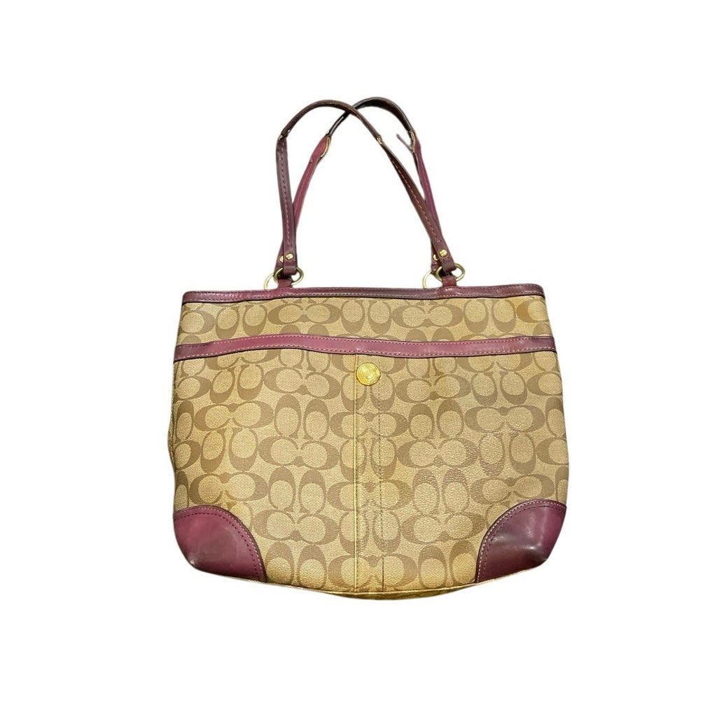 Vintage Coach Signature Coated Heritage Striped Tote Bag Berry #12358 Y2K