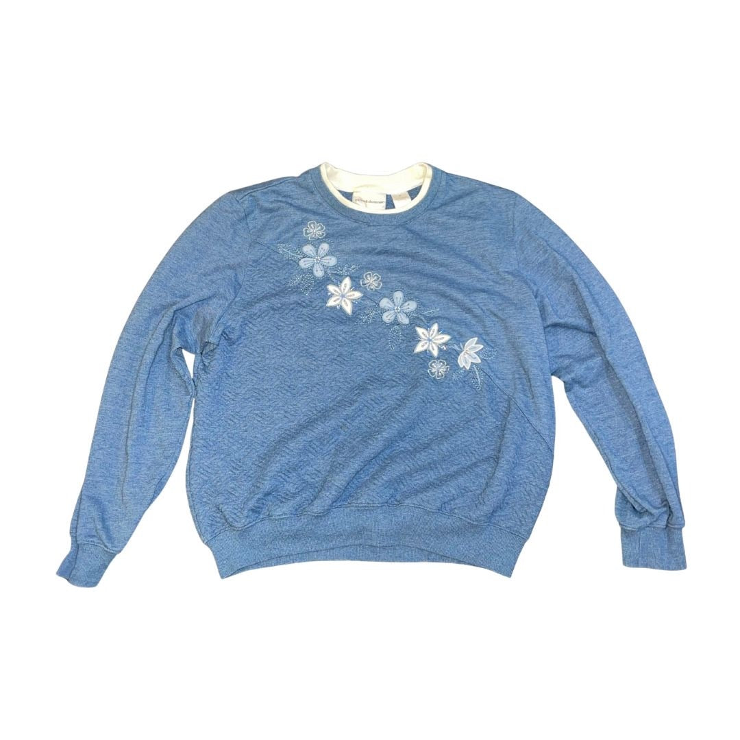 Alfred Dunner Floral Embroidered Sweater Size Medium Crewneck Vintage Cottage