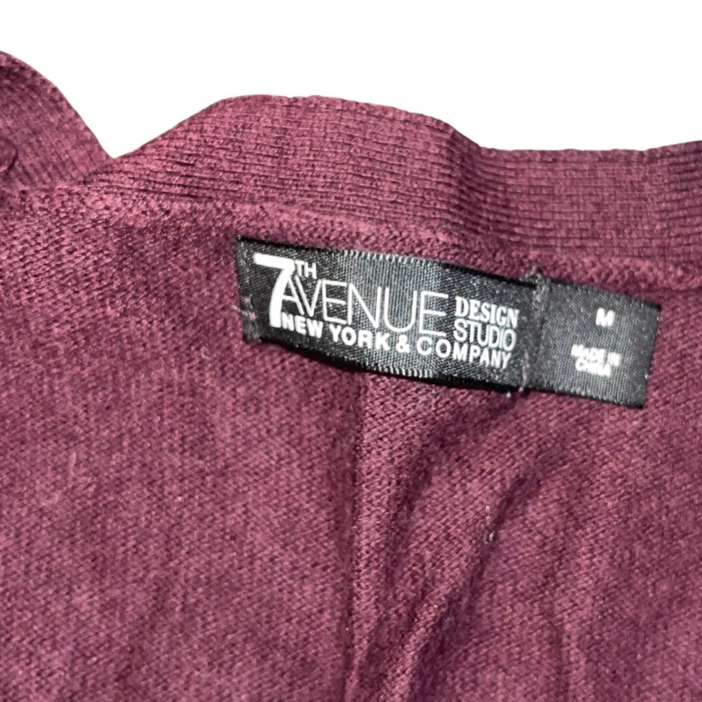 7th Avenue Burgundy Cardigan Sweater Size Medium Garnett Buttons Fall Holiday