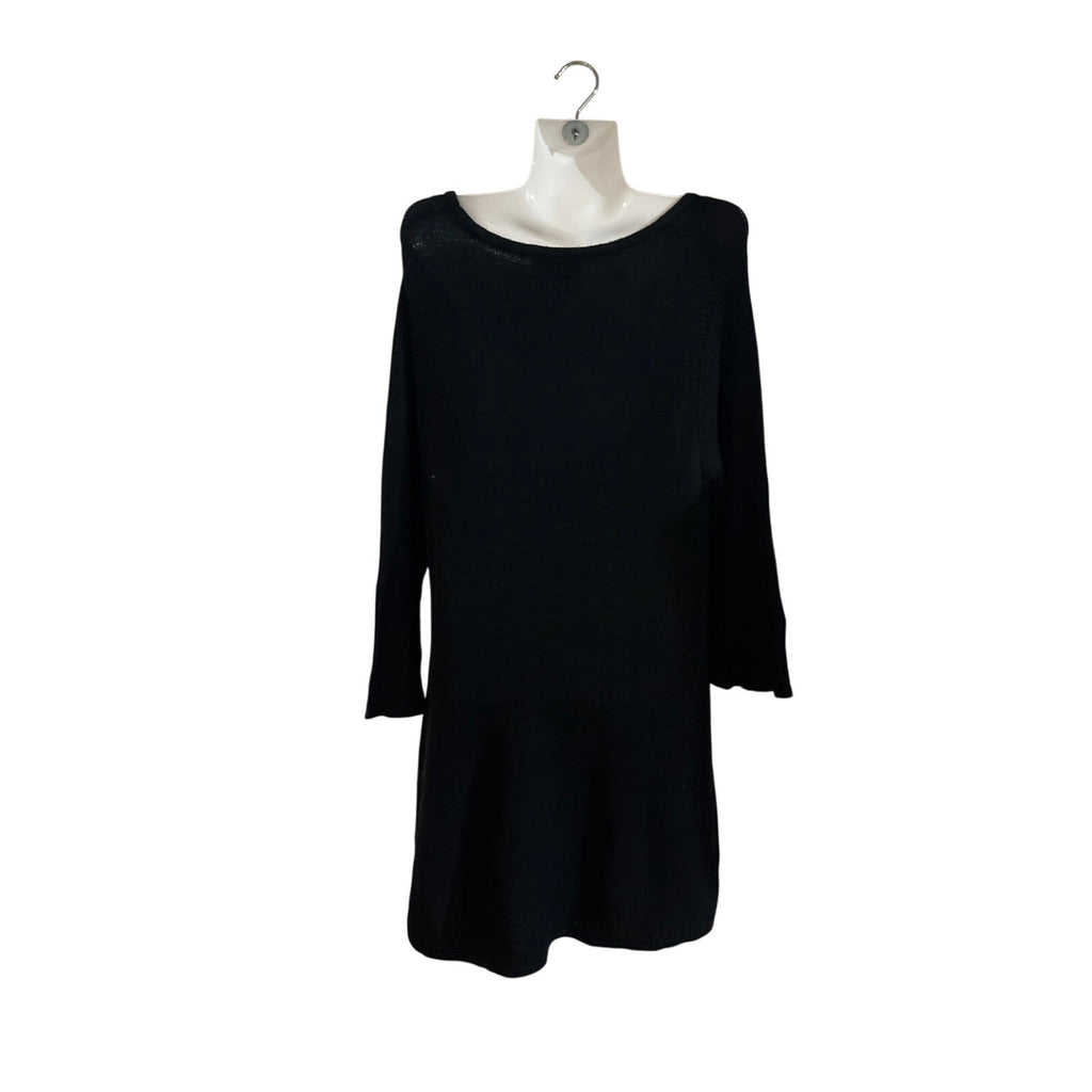 Cynthia Rowley Black Loose Chunky Knit Sweater Tunic Dress Minimalist