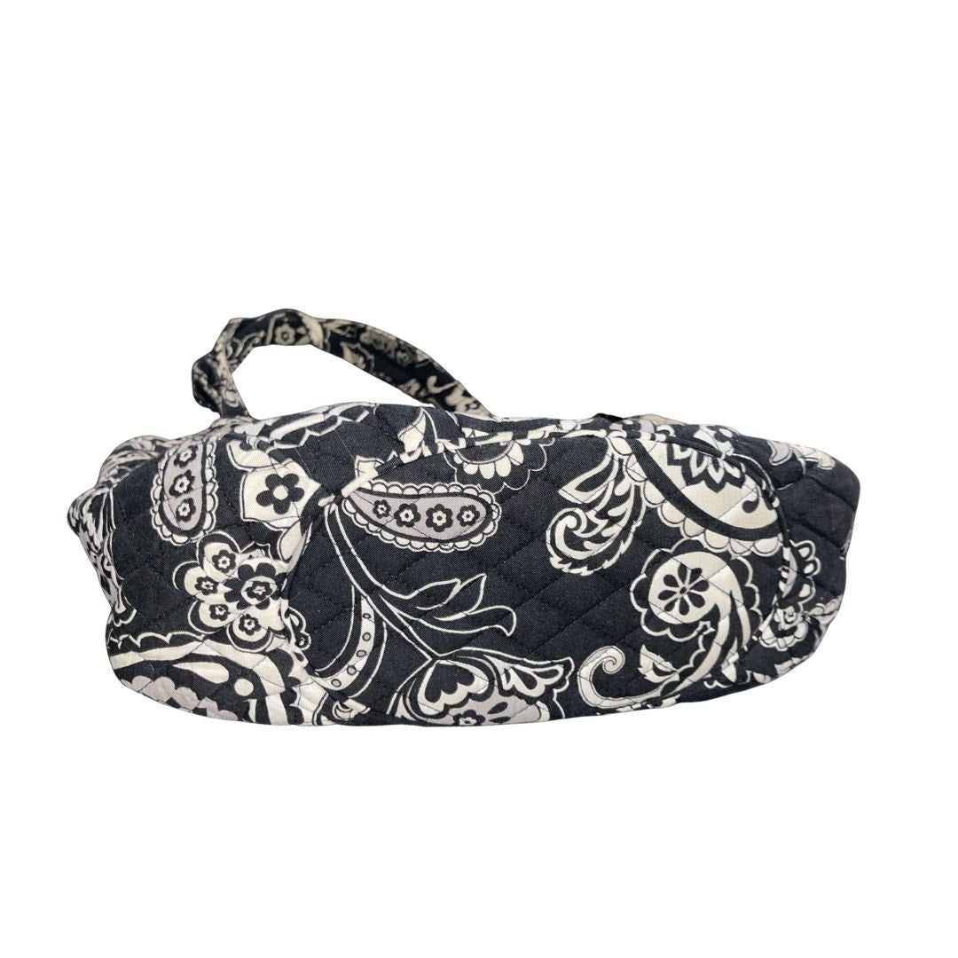 Vera Bradley Glenna Satchel Quilted White Black Paisley Shoulder Handbag Tote