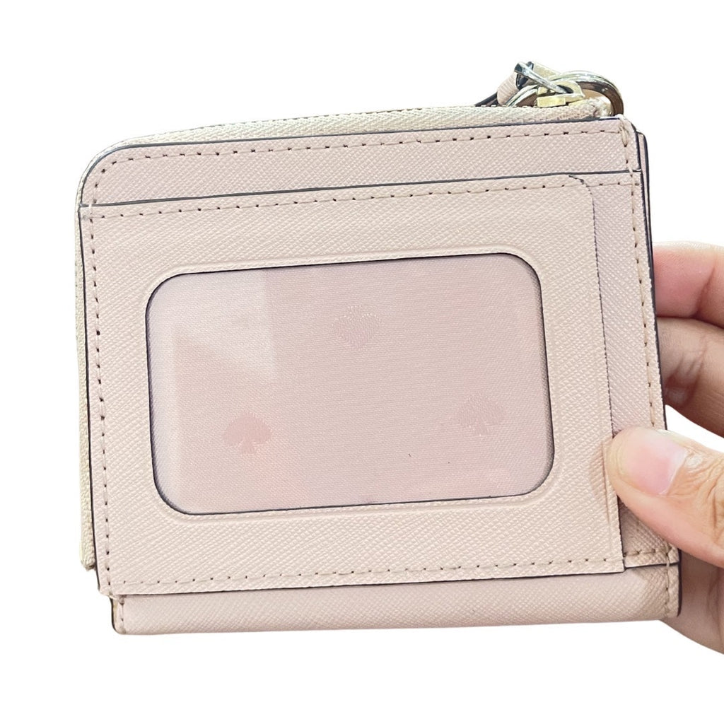 Kate Spade New York Pink Saffiano Leather Wallet Card Coin Holder Key Ring