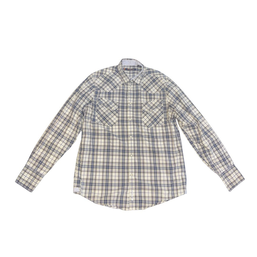 Ben Sherman Pearl Snap Long Sleeve Plaid Shirt Size XXL Western Cowboy Rodeo