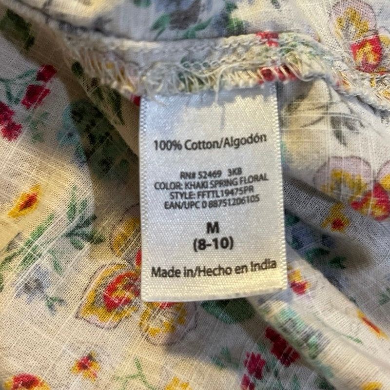 Time and Tru Floral Print Ruffle Sleeve Popover Top SZ M Wildflower Boho Artsy