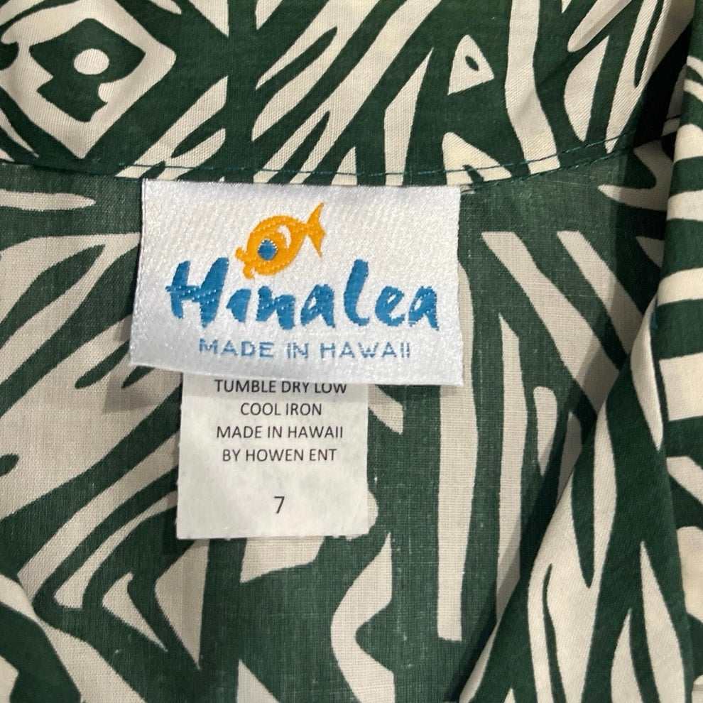 Hinalea Hawaiian Button Up Youth Boy Shirt Size 7 Made in Hawaiii Tropical Beach
