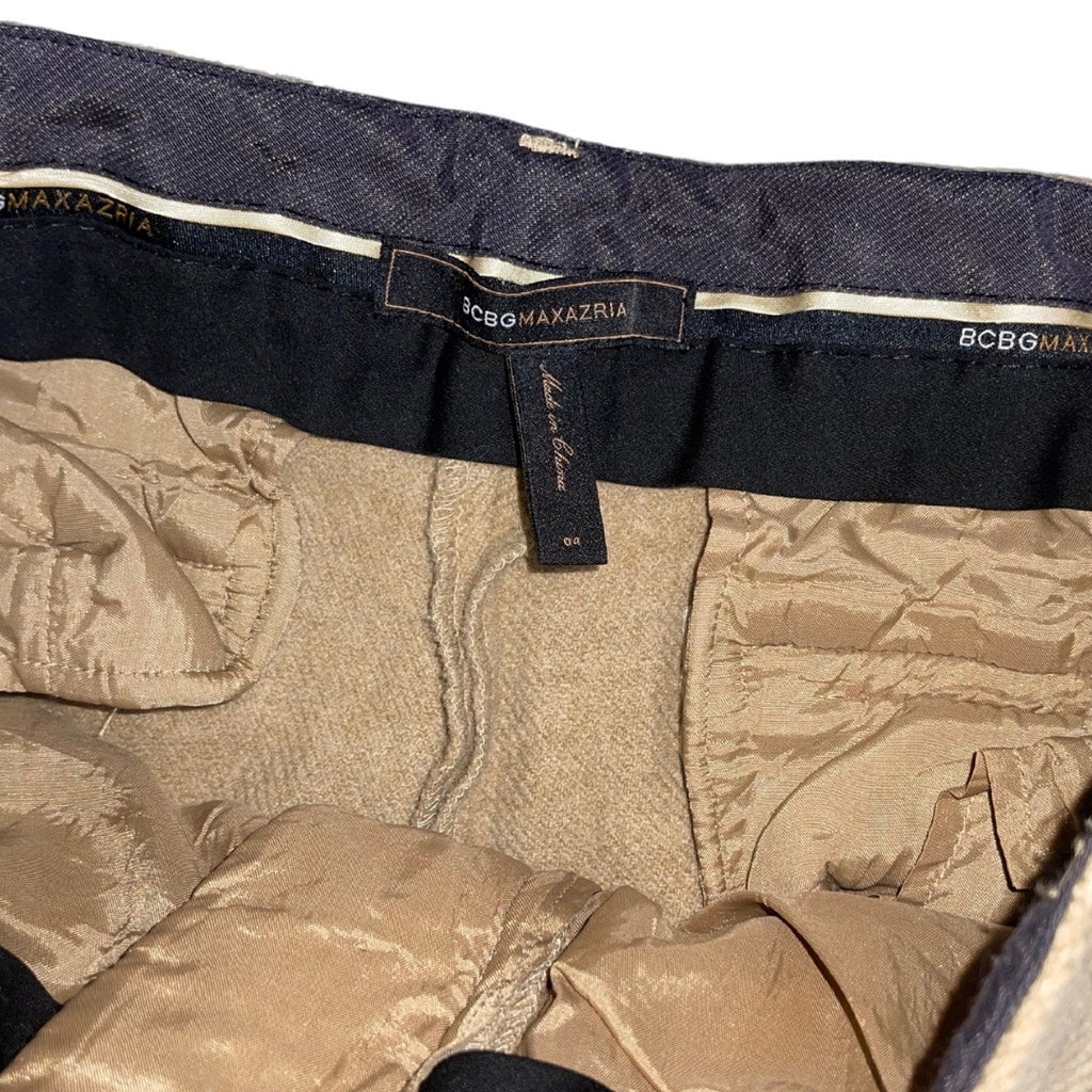 BCBGMAXAZRIA Wool Trouser Slacks Tan Straight Leg Pants SZ 4 Classic Retro VTG