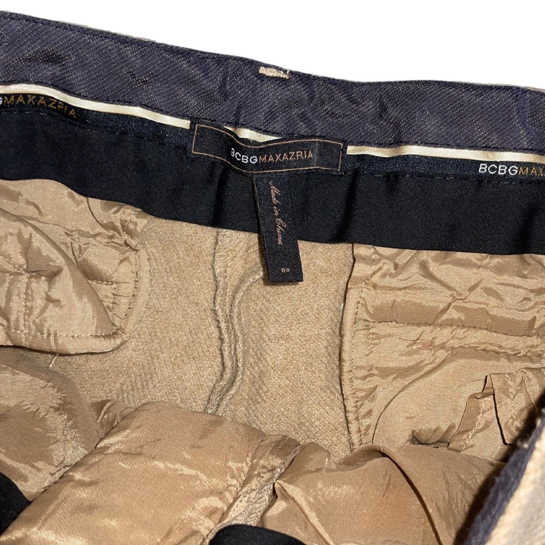 BCBGMAXAZRIA Wool Trouser Slacks Tan Straight Leg Pants SZ 4 Classic Retro VTG