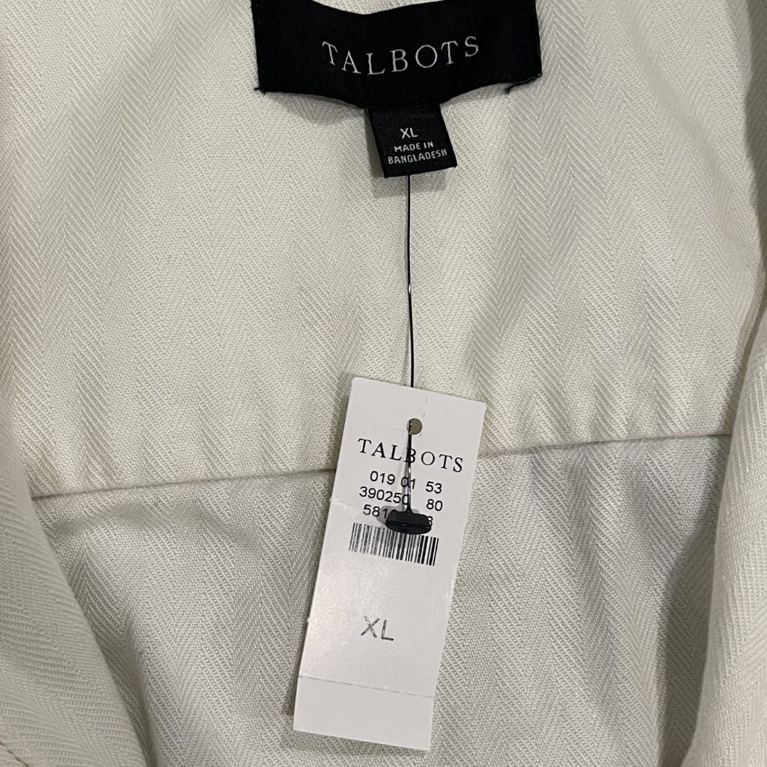Talbots Studio Chore Button Jacket Ivory Size XL NWT 100% Cotton Casual Chic