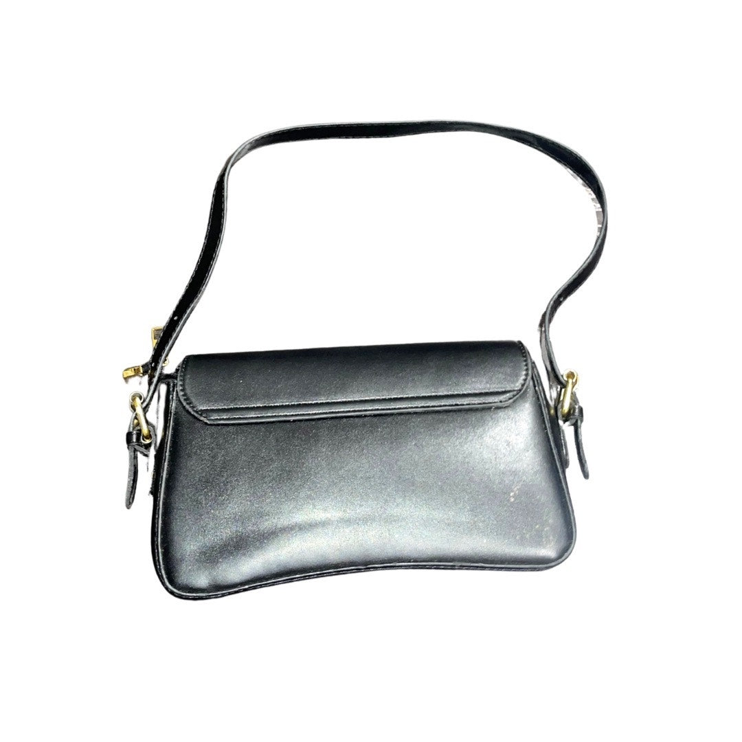 Black Faux Leather Shoulder Bag Saddle Shape Purse Y2K 90s Retro