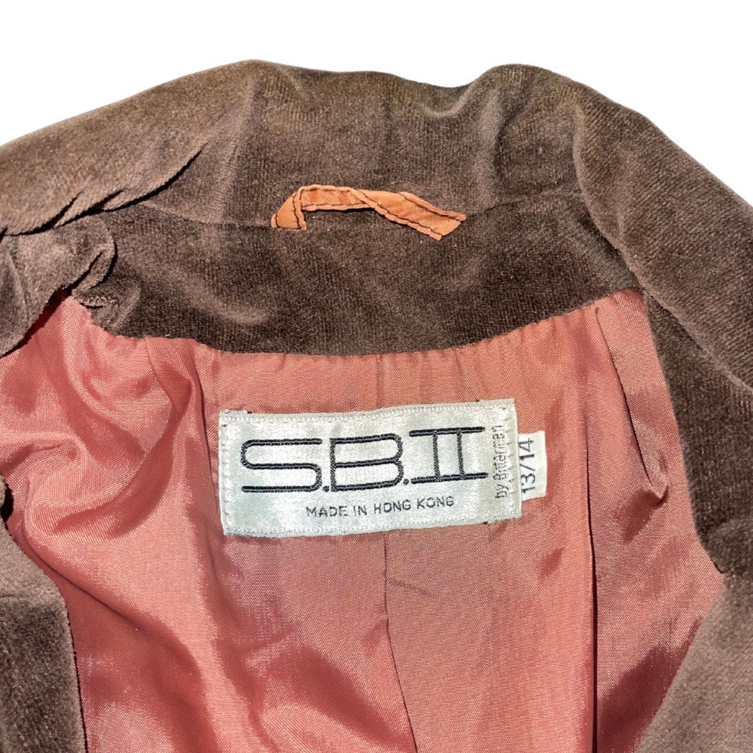 Vintage S.B.II by Bitterman Velvet Brown Two Button Blazer SZ 13/14 Retro Career